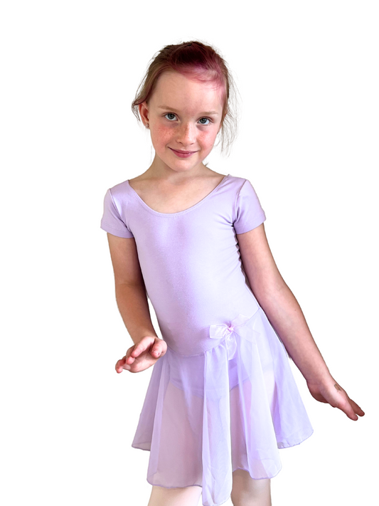 Short Sleeve Leotard With Attached Skirt RAD style purple