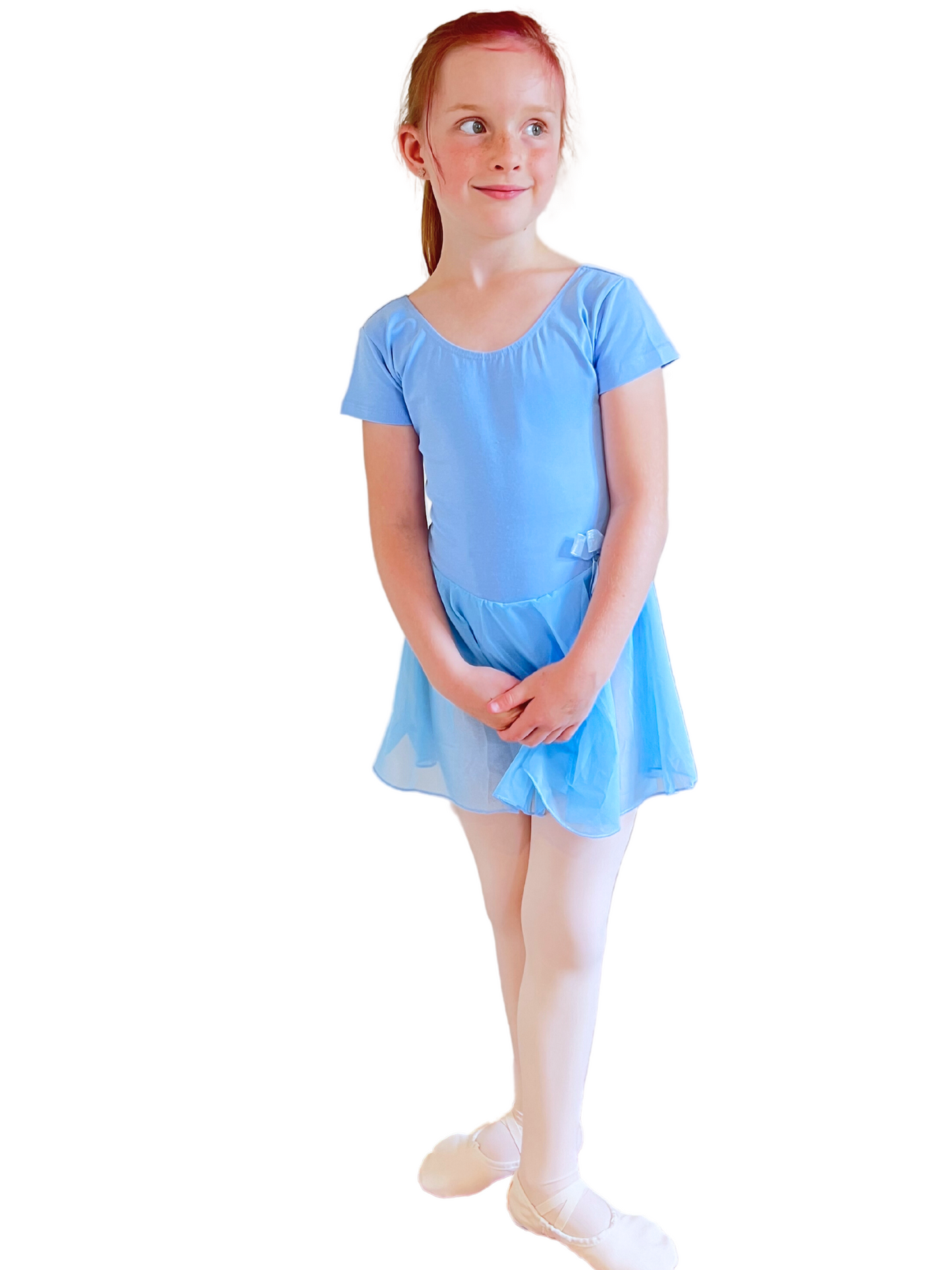 Short Sleeve Leotard With Attached Skirt RAD style light blue