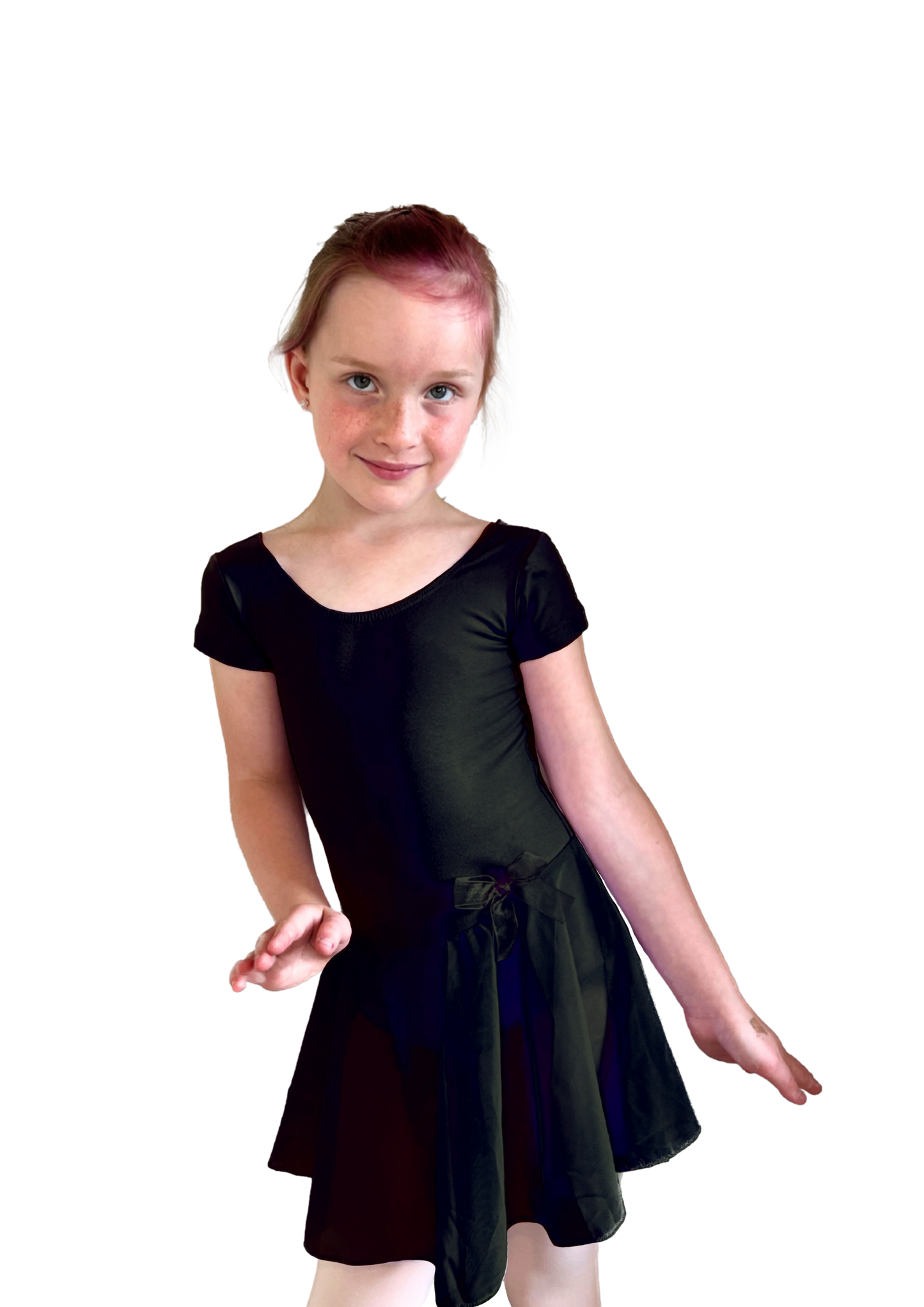 Short Sleeve Leotard With Attached Skirt RAD style Black