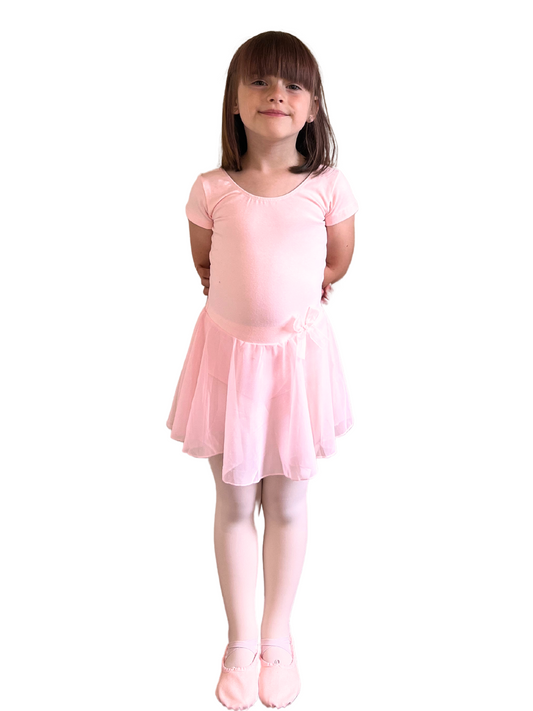 Short Sleeve Leotard With Attached Skirt RAD style pink